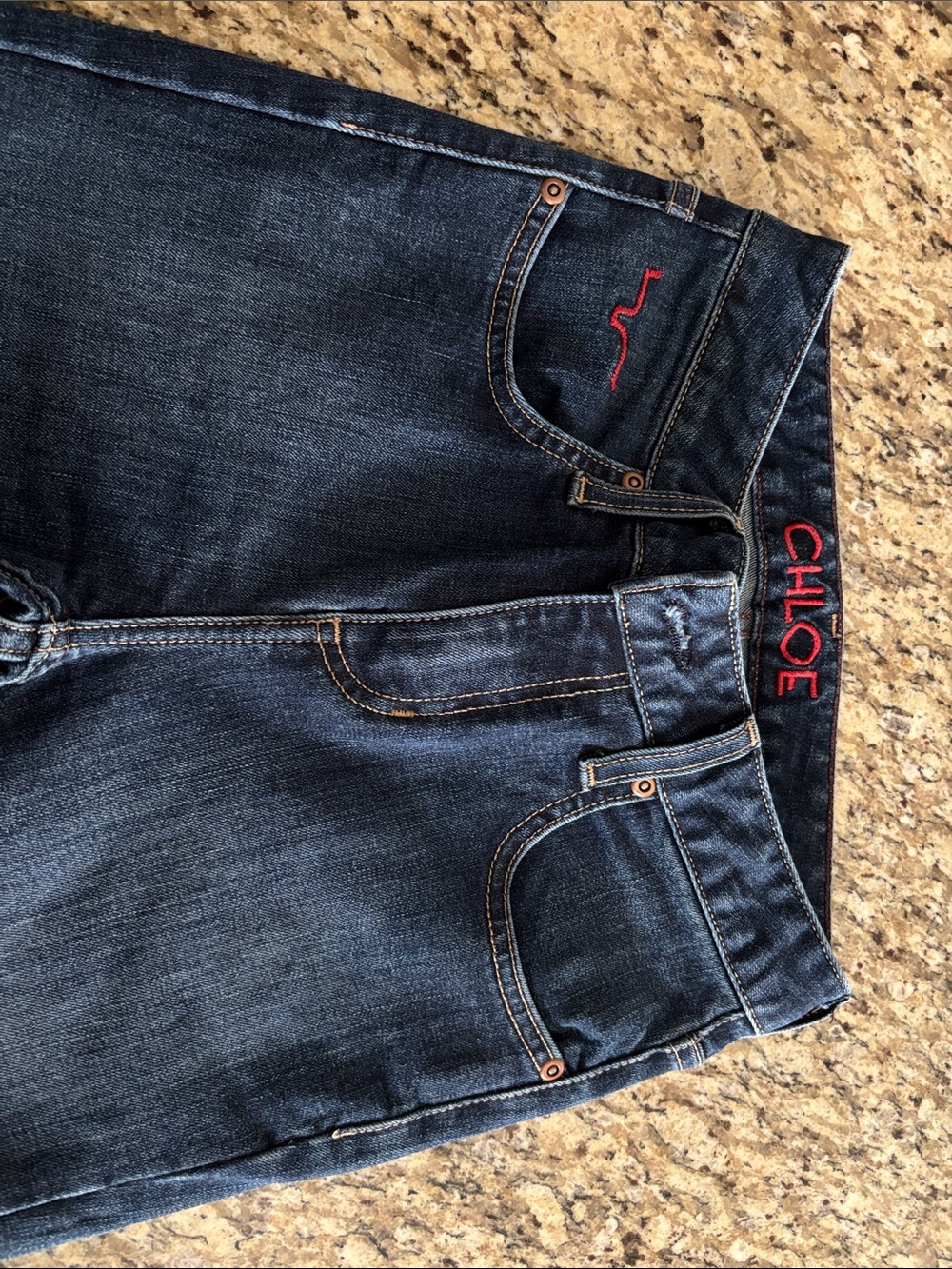 Kimes Ranch Dark Indigo Slim Straight Jeans with Red Embroidery